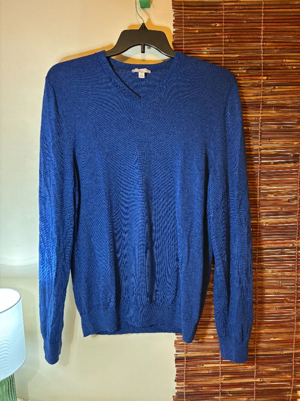 GAP Mens 100% Merino Wool V-Neck Sweater Blue XL Classic Minimalist Preppy Knit